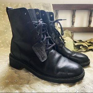 Clarks • Black Leather Lace Up Combat Boots